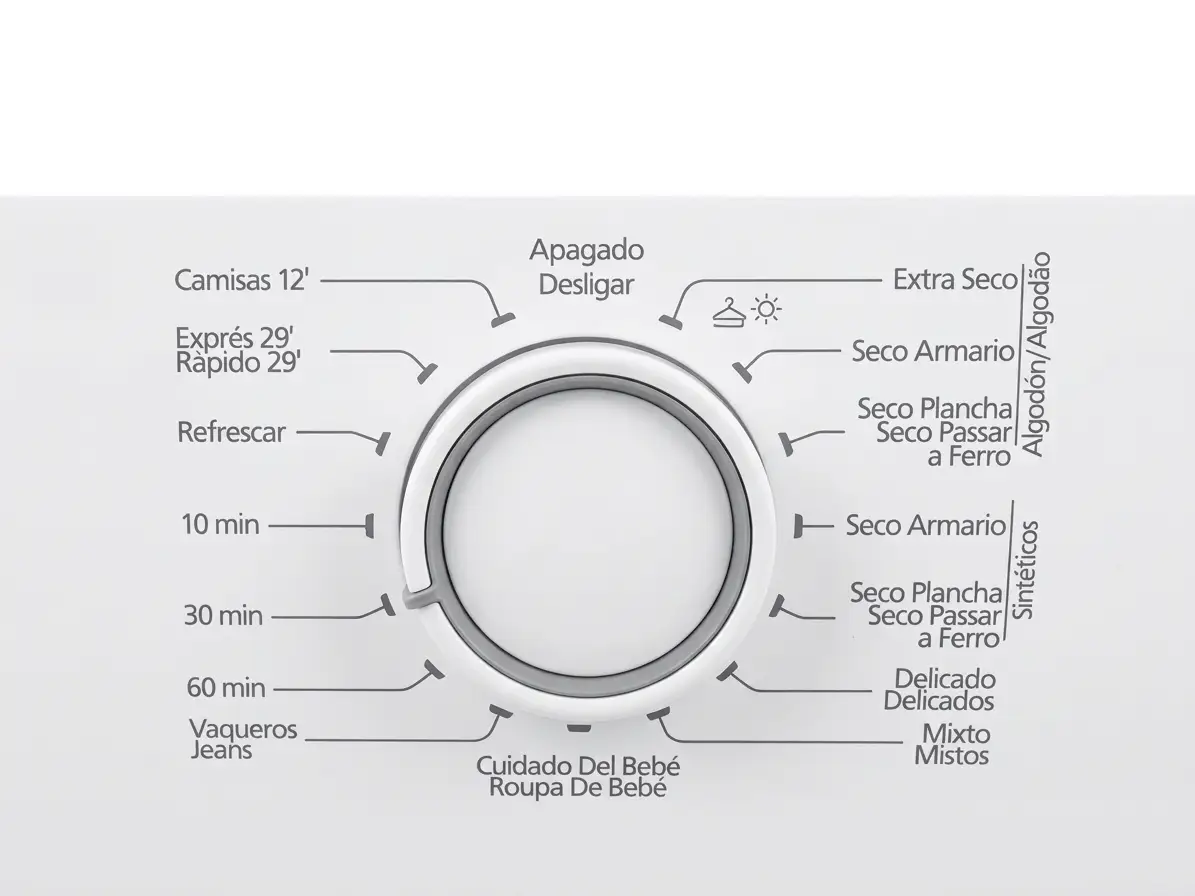 Detalle del selector de programas de la secadora